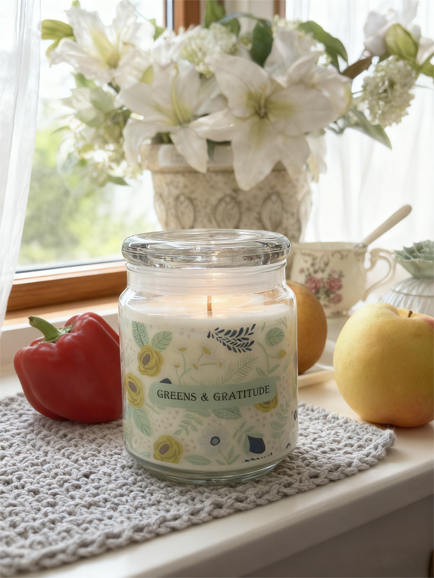20oz Large Glass Jar Candle - Greens & Gratitude